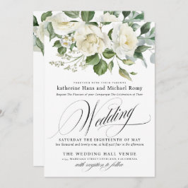 Invitación CreamyFloral Eucalyptus Script Calligraphy Wedding