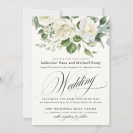 Invitación CreamyFloral Eucalyptus Script Calligraphy Wedding