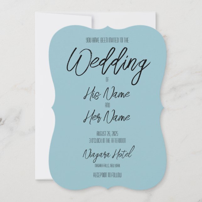 Invitación Crear su propio Boda azul Personalizado (Anverso)