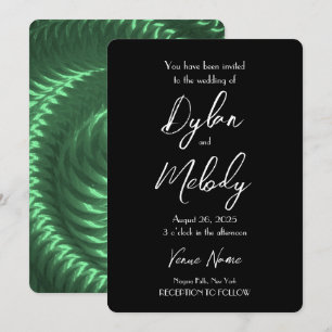 Invitación Crear su propio Boda de espiral metálica verde
