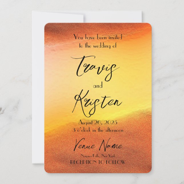 Invitación Crear su propio Boda de fondo Naranja Personalizad (Anverso)