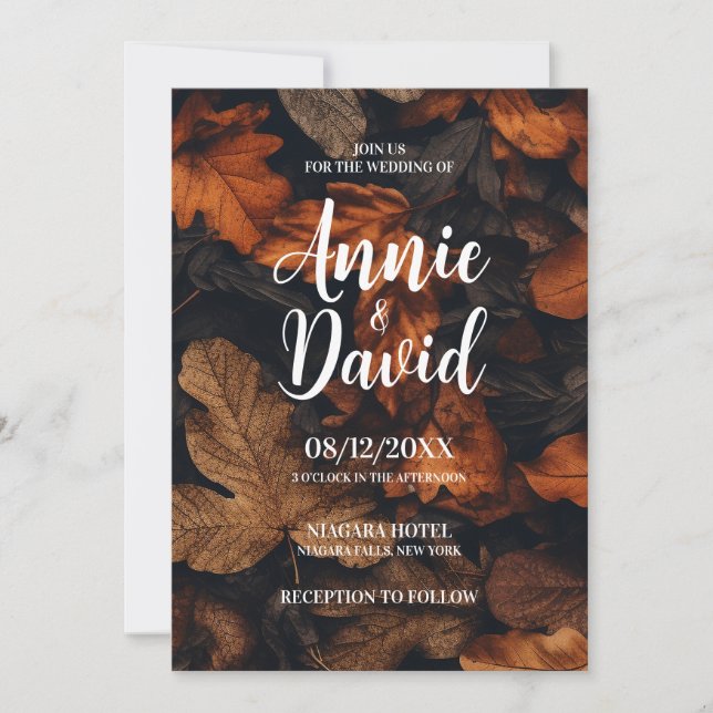 Invitación Crear su propio Boda de hojas de otoño oscuras (Anverso)