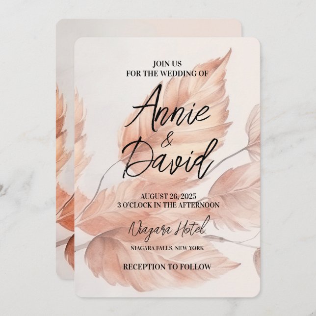 Invitación Crear su propio Boda de hojas de otoño Personaliza (Anverso / Reverso)