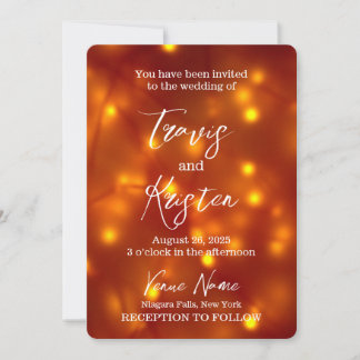 Invitación Crear su propio Boda de luces Naranjas