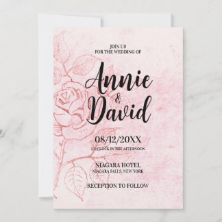 Invitación Crear su propio Boda de Rosa de Vintage Etched