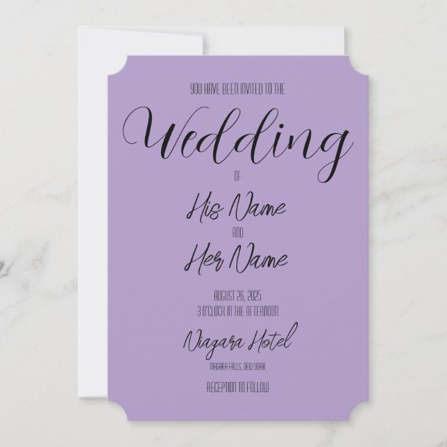 Invitación Crear su propio Boda púrpura (Anverso)
