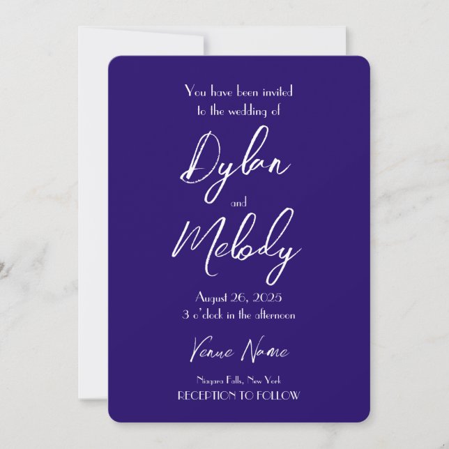 Invitación Crear su propio Boda púrpura Personalizado (Anverso)