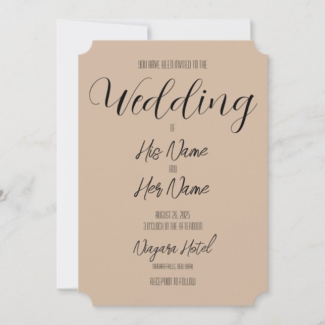 Invitación Crear su propio Boda Sepia Beige (Anverso)