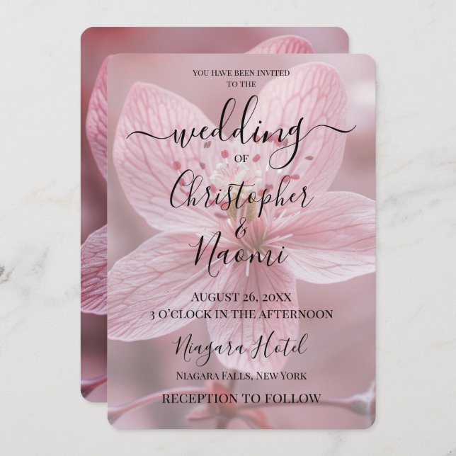 Invitación Crear su propio Bonito Personalizado Flor Rosa Clo (Anverso / Reverso)