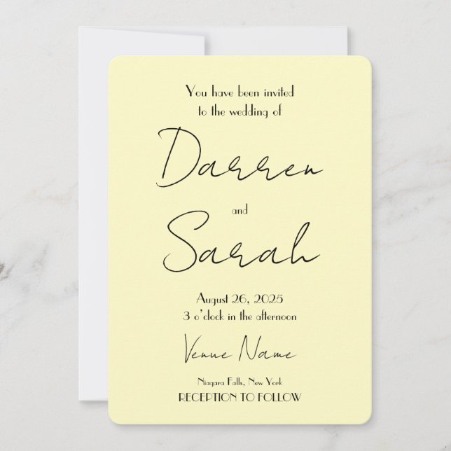 Invitación Crear su propio Personalizado Boda amarillo (Anverso)