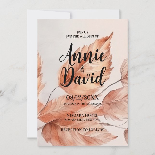 Invitación Crear su propio Personalizado Boda de hojas de oto (Anverso)