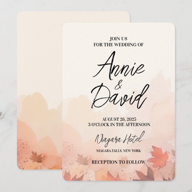 Invitación Crear su propio Personalizado Boda de hojas de oto (Anverso / Reverso)