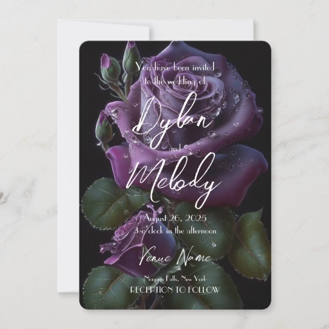 Invitación Crear su propio Personalizado Rosas morados oscuro (Anverso)
