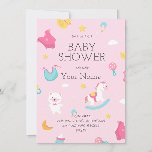 Invitación Crear su propio rosado es un Baby Shower Chica (Anverso)
