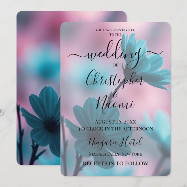 Invitación Crear sus propias flores Verde azuladas (Anverso / Reverso)