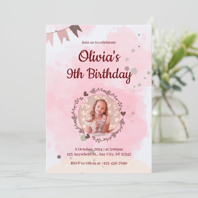 Invitación Crear sus propios Chicas de fotos Personalizados C (Anverso de pie)