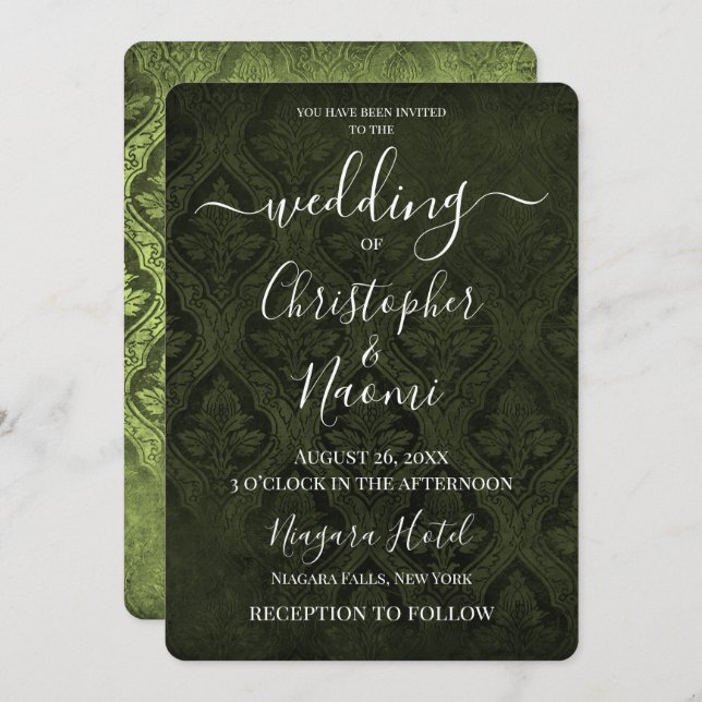 Invitación Crear tu propio patrón gótico de Damasco rústico (Anverso / Reverso)