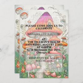 Invitación Creativa fiesta de cumpleaños para hongos y vivien