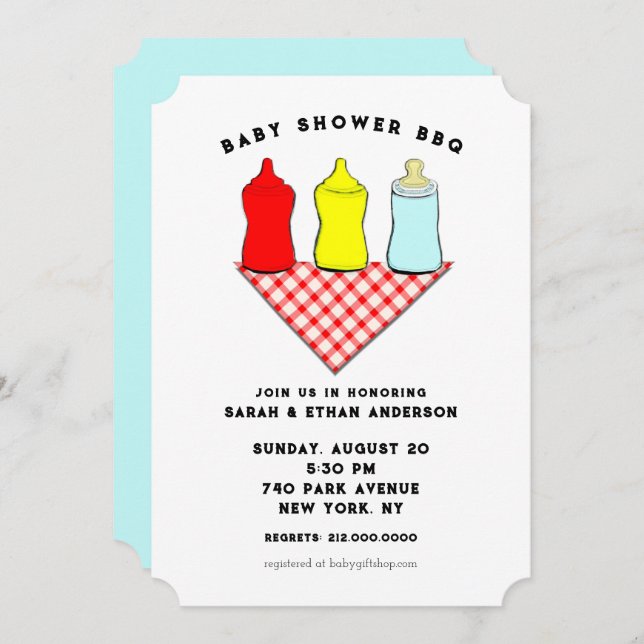Invitación Creative Baby Shower BBQ (Anverso / Reverso)