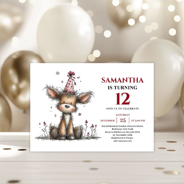 Invitación Creative whimsical animals deer kids birthday  (Creative whimsical animals look kids birthday invitation

)