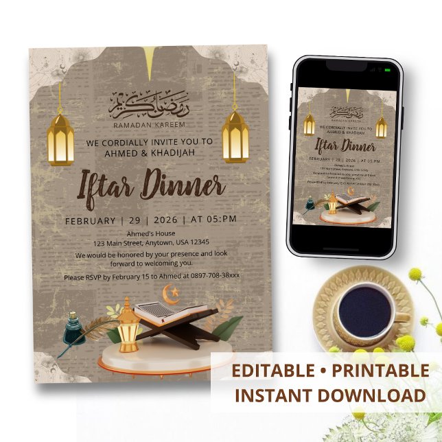 Invitación Creativo 3D Corán y Linterna de Ramadan Iftar (Subido por el creador)