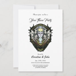 Invitación Creatura de fantasía oscura con alas.