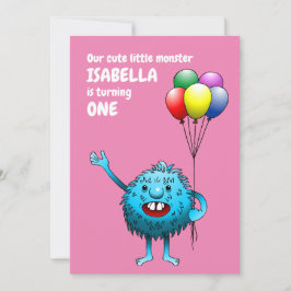 Invitación Creatura encantadora sosteniendo globos