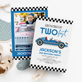 Invitación Crecer dos autos de carreras rápidas Blue Race 2 c