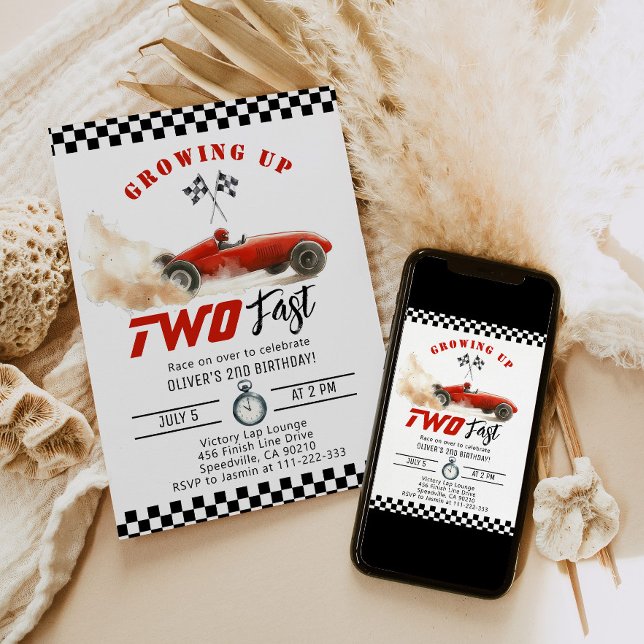 Invitación Crecer Dos autos de carreras rojas rápido Segundo  (Subido por el creador)