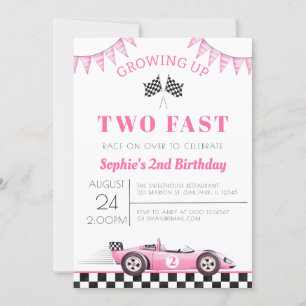 Invitación Crecer dos Chicas de autos de carreras rápido segu