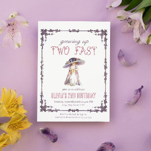 Invitación Crecer dos chicas vintage de cumpleaños rápido