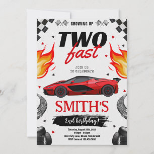 Invitación Crecer Dos Chicos de Carro Rápido Cumpleaños