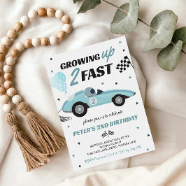 Invitación Crecer dos coches de carrera rápida segundo cumple