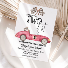 Invitación Crecer DOS coches de carreras rojas rápido 2º cump
