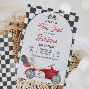 Invitación Crecer dos coches de carreras rojas rápido segundo