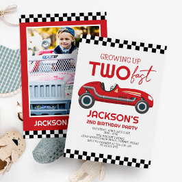 Invitación Crecer dos coches de carreras rojas rápido segundo
