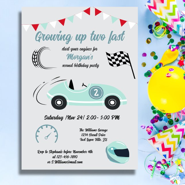 Invitación Crecer Dos Rápidos Festividades De Carrera Azul Cu (Subido por el creador)