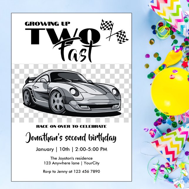Invitación Crecer hasta el 2° cumpleaños del coche de raza mo (Subido por el creador)