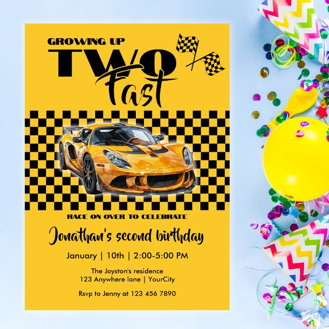 Invitación Crecer hasta el 2° cumpleaños del coche deportivo  (Subido por el creador)