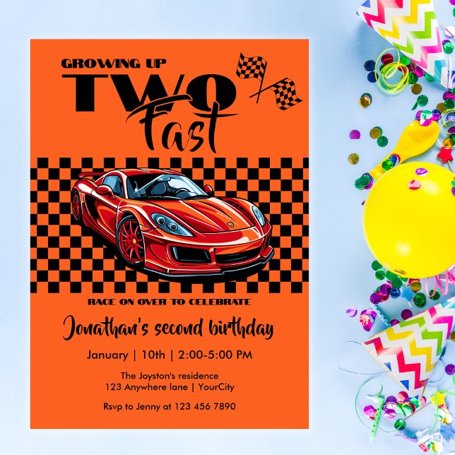 Invitación Crecer hasta el 2° cumpleaños del coche deportivo  (Subido por el creador)