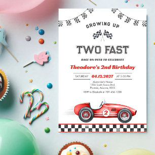 Invitación Creciendo Dos Veloz Auto De Carreras Niño Cumpleañ