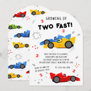 Invitación Creciendo Dos Veloz Cumpleaños 2 Autos de Carreras