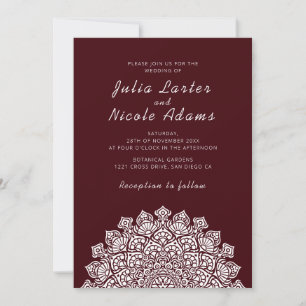 Invitación Creciente Lunar Radiante Aéreo Mandala Boda