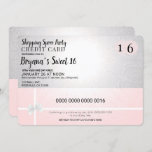 Invitación Crédito de compra rosado Rubor Sweet 16 Fiesta<br><div class="desc">Personalizar para su evento</div>