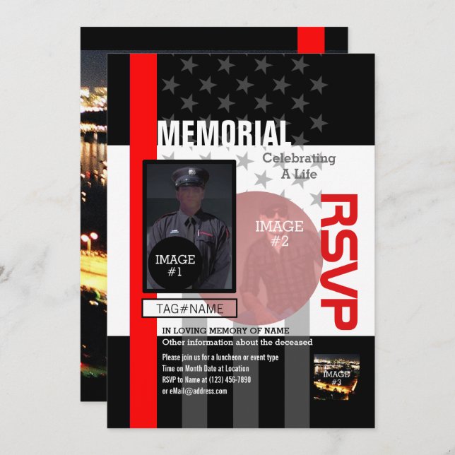 Invitación Cree sus los propios con 4 imágenes y 12 líneas de (Anverso / Reverso)