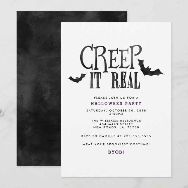 Invitación Creep It Real Halloween Party (Anverso / Reverso)