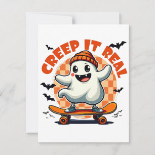 Invitación Creep it real Spooky Halloween Ghost Skboard