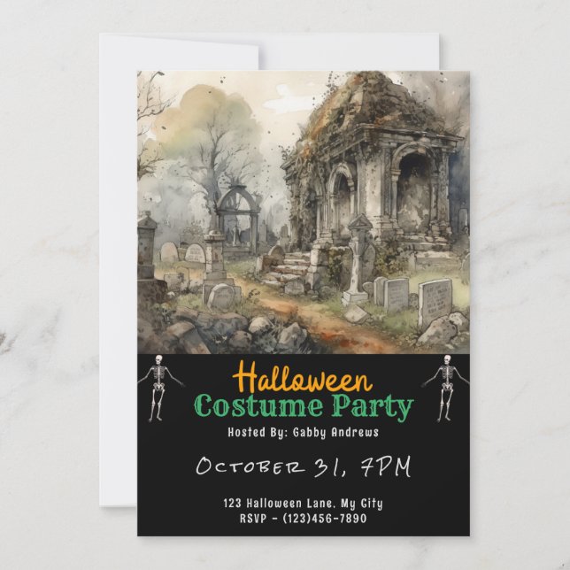 Invitación Creepe cementerio de cementerio de tumbas Black Ha (Anverso)