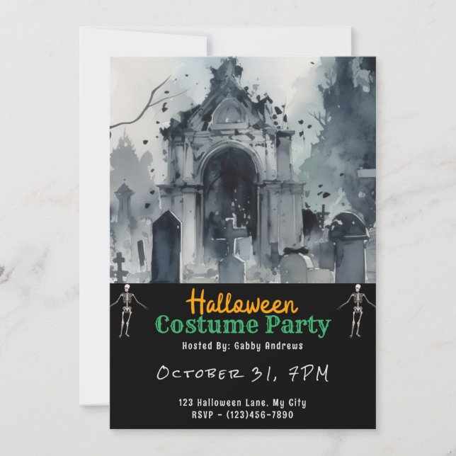 Invitación Creepe cementerio de cementerio de tumbas Black Ha (Anverso)