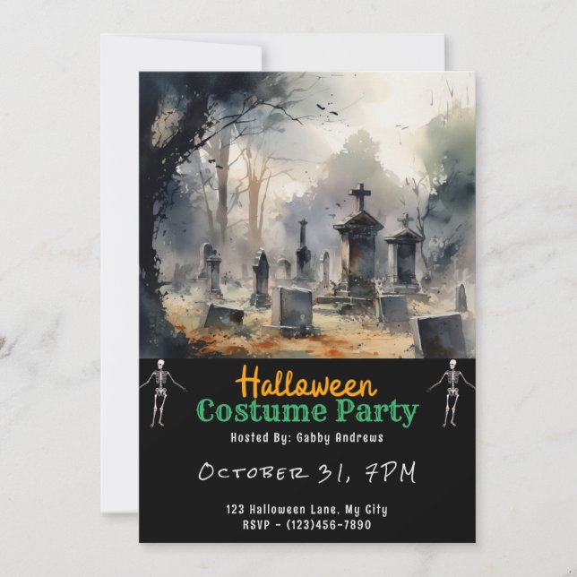 Invitación Creepe cementerio de cementerio de tumbas Black Ha (Anverso)